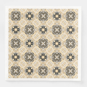 Serviette En Papier Motif Gold, Beige, Taupe & Pierres noires