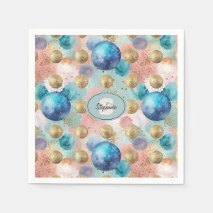 Serviette En Papier Motif Gold & Blue Circle avec accents de Parties s