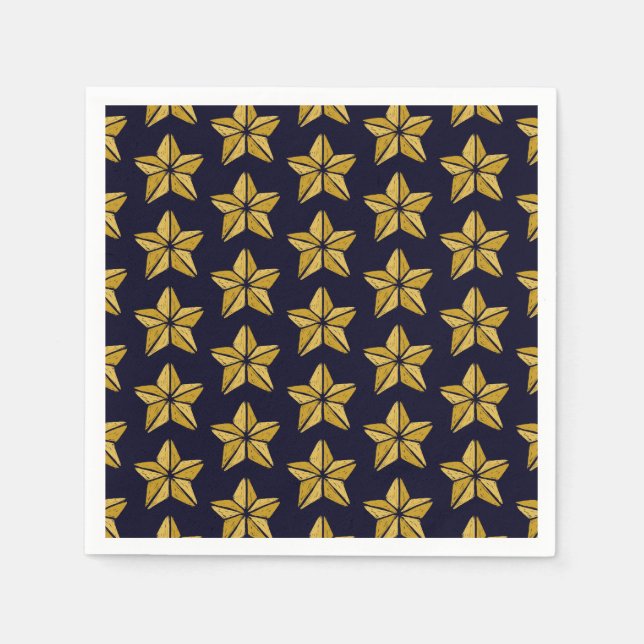 Serviette En Papier Motif Gold Christmas Star (Devant)