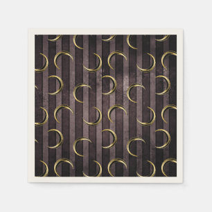 Serviette En Papier Motif gothique vintage lune dorée rayée violette