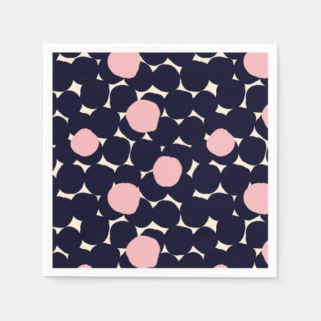 Serviette En Papier Motif grand point bleu et rose (Devant)