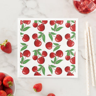Serviette En Papier Motif graphique Cerises Rouges partout