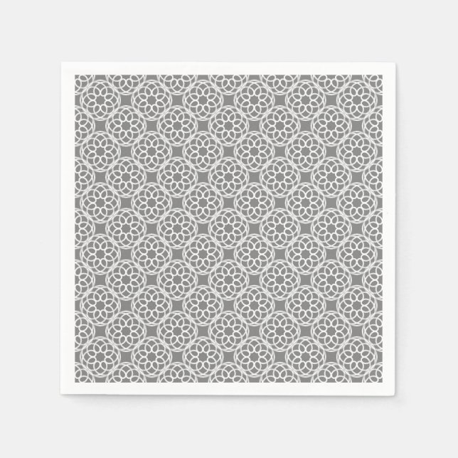 Serviette En Papier Motif gris blanc géométrique (Devant)