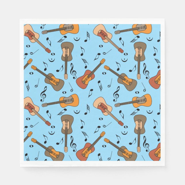 Serviette En Papier Motif Guitare Music Notes (Devant)
