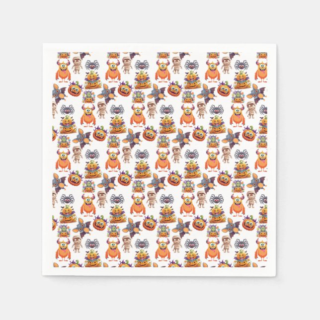 Serviette En Papier Motif Halloween de créatures (Devant)