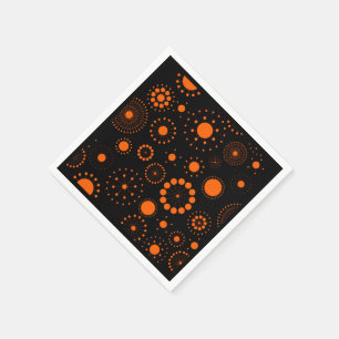 Serviette En Papier Motif Halloween Orange Et Cercles Noirs