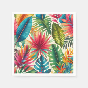 Serviette En Papier Motif hawaïen de la feuille tropicale colorée