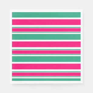 Serviette En Papier Motif horizontal rayé rouge-vert