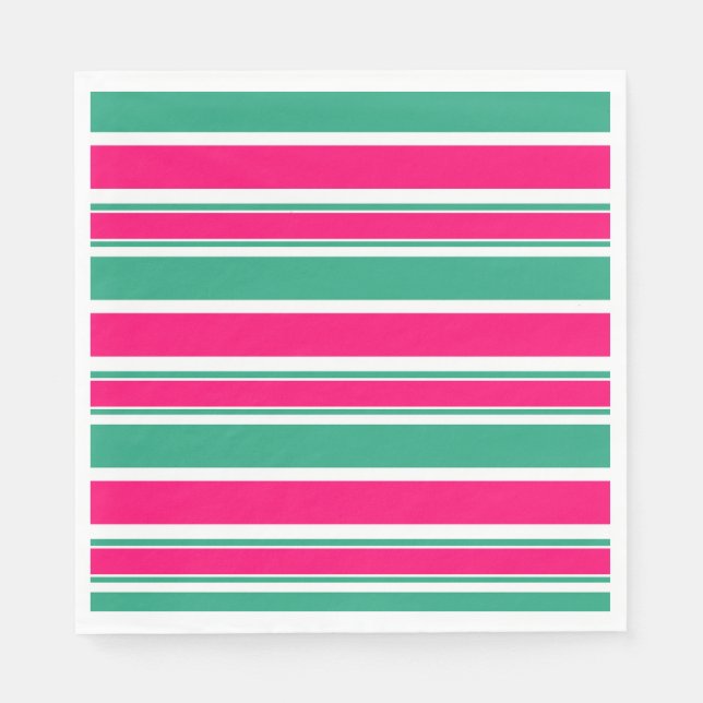 Serviette En Papier Motif horizontal rayé rouge-vert (Devant)