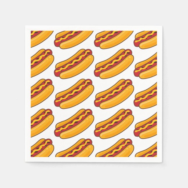 Serviette En Papier Motif Hot Dog Grillé (Devant)