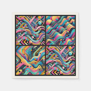 Serviette En Papier Motif imprimé abstrait néon coloré des années 90