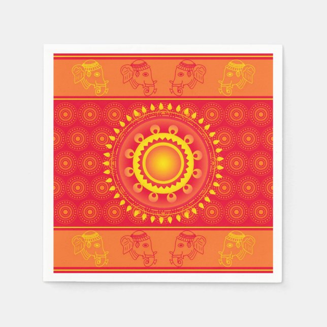 Serviette En Papier Motif indien (Devant)