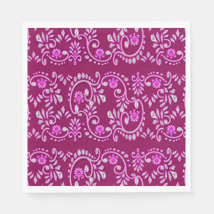 Serviette En Papier Motif indien fleur de lis henné