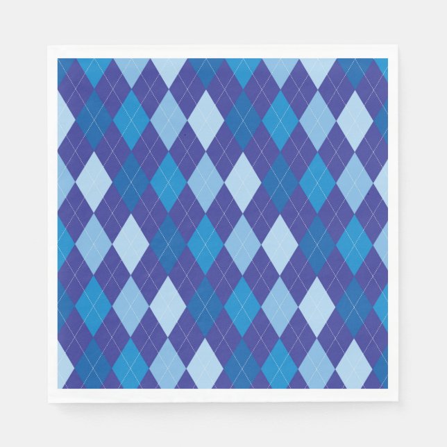 Serviette En Papier Motif Jacquard bleu (Devant)