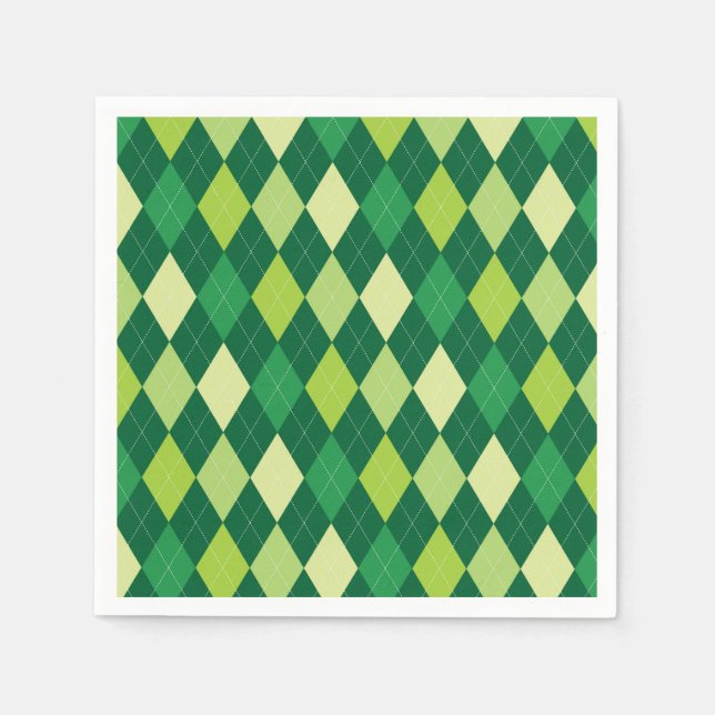 Serviette En Papier Motif Jacquard vert (Devant)
