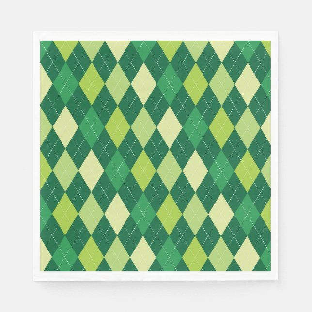 Serviette En Papier Motif Jacquard vert (Devant)