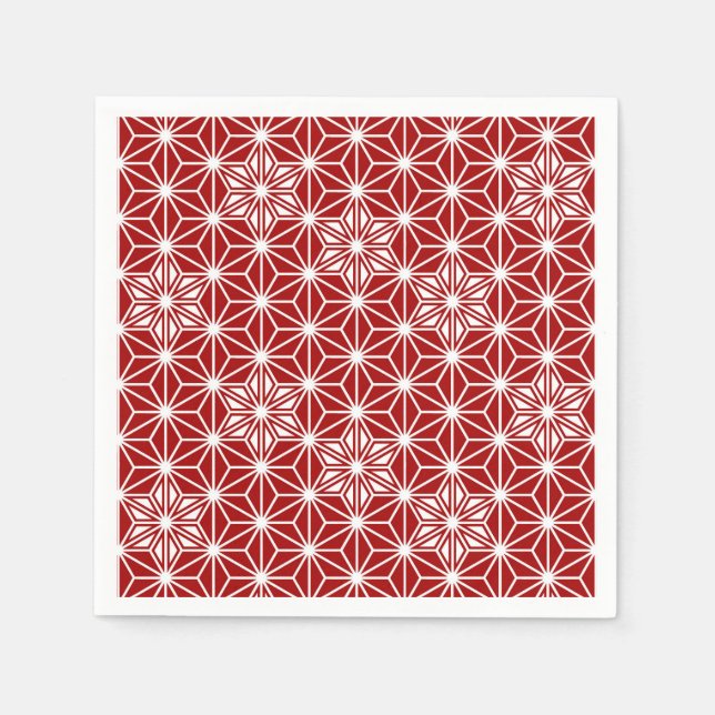 Serviette En Papier Motif japonais Asanoha - rouge foncé (Devant)
