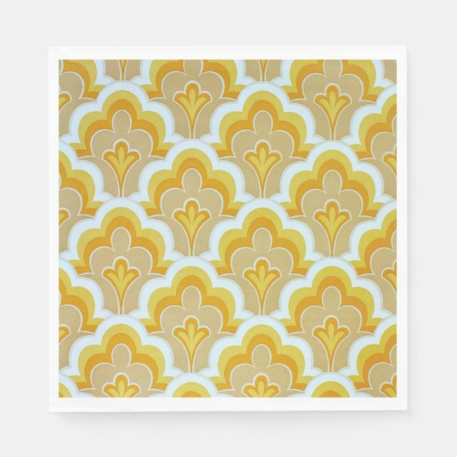 Serviette En Papier Motif jaune moutarde vintage des années 60 (Devant)