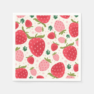 Serviette En Papier Motif jolie fraise rose rouge