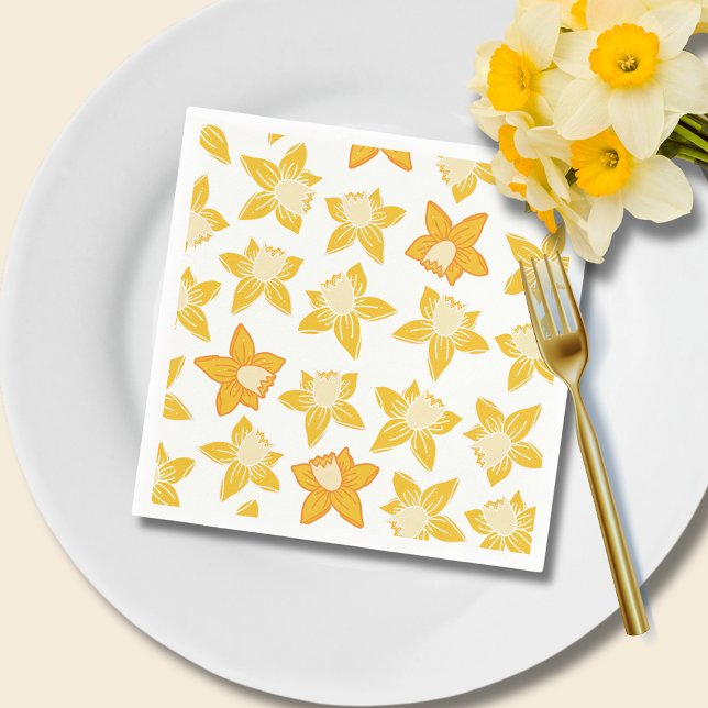 Serviette En Papier Motif jonquille de ressort (Daffodil spring floral paper napkins)