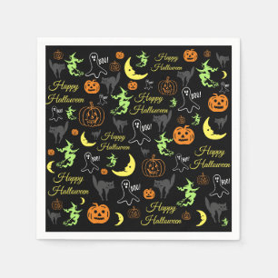 Serviette En Papier Motif Joyeux Halloween Noir