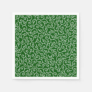 Serviette En Papier Motif Karakusa Vert et blanc