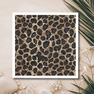 Serviette En Papier Motif léopard noir marron or pailleté de luxe