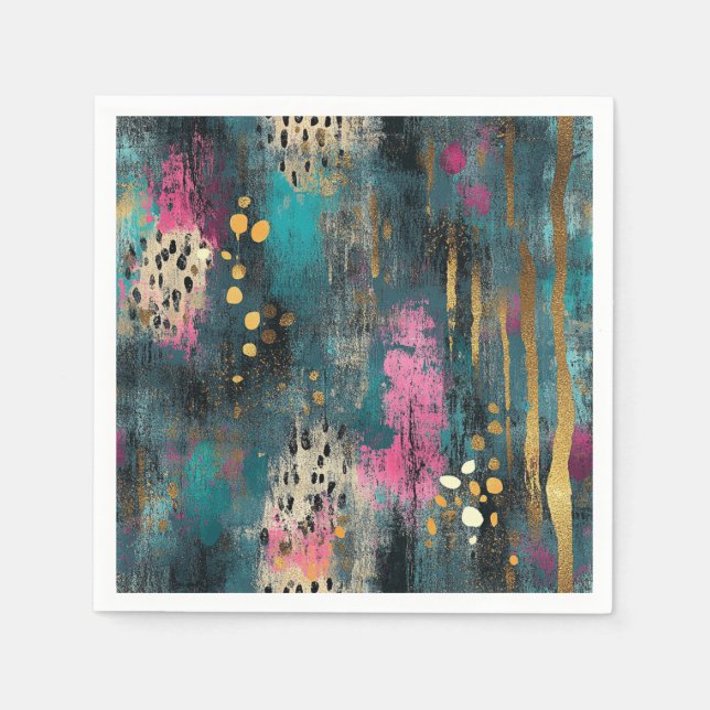 Serviette En Papier motif léopard rose turquoise de noël Abstrait (Devant)