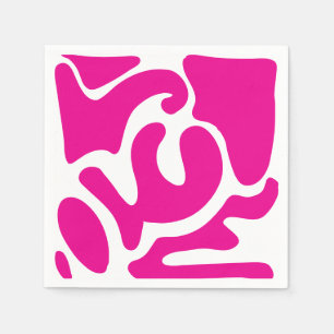 Serviette En Papier Motif libre moderne rose et blanc