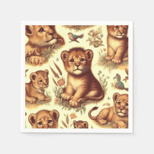 Serviette En Papier Motif Lion vintage mignon bébé