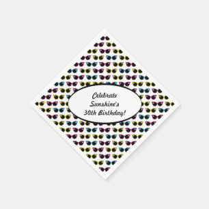 Serviette En Papier Motif Lunettes de soleil de chat rétro