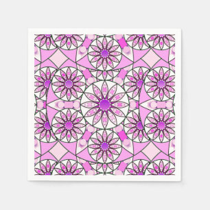 Serviette En Papier Motif mandala, lavande, rose, rose chaud, blanc