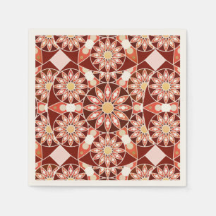 Serviette En Papier Motif mandala, marron, rouille, beige, chamois