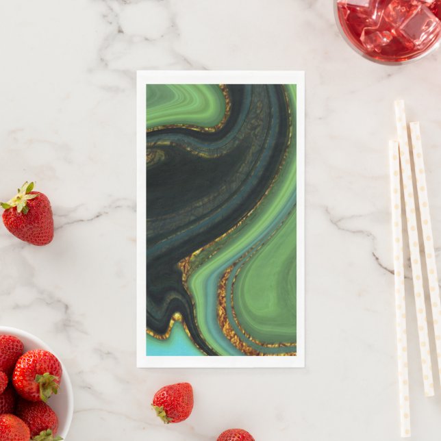 Serviette En Papier motif marbré abstrait (En situation)