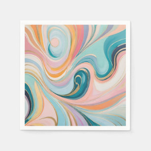 Serviette En Papier Motif marbre métallisé pastel coloré