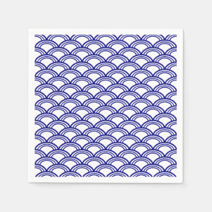 Serviette En Papier Motif Marine Blue Seigaiha
