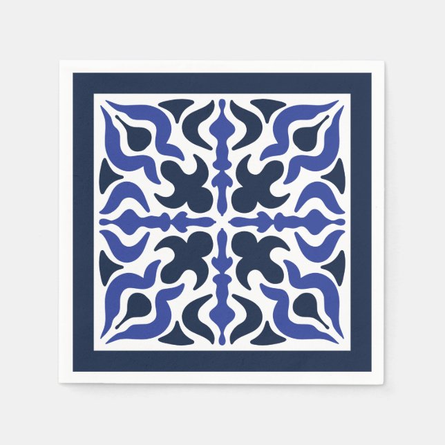 Serviette En Papier Motif marocain bleu (Devant)