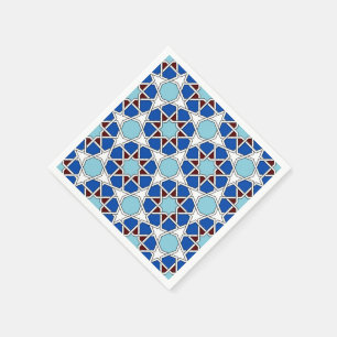 Serviette En Papier Motif marocain géométrique islamique en bleu