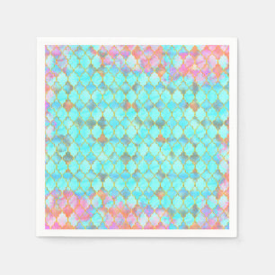 Serviette En Papier motif marocain rose et aqua