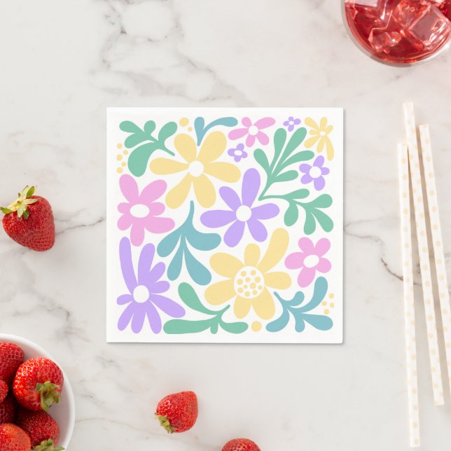 Serviette En Papier Motif Matisse Daisies  (En situation)