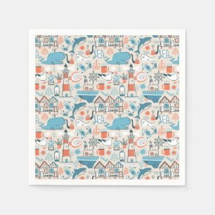 Serviette En Papier Motif mignon de griffonnage de la Mer du Nord