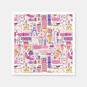 Serviette En Papier Motif mignon de manucure de griffonnage