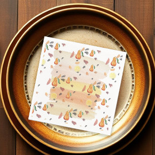 Serviette En Papier Motif mignon de poire - Art à l'aquarelle