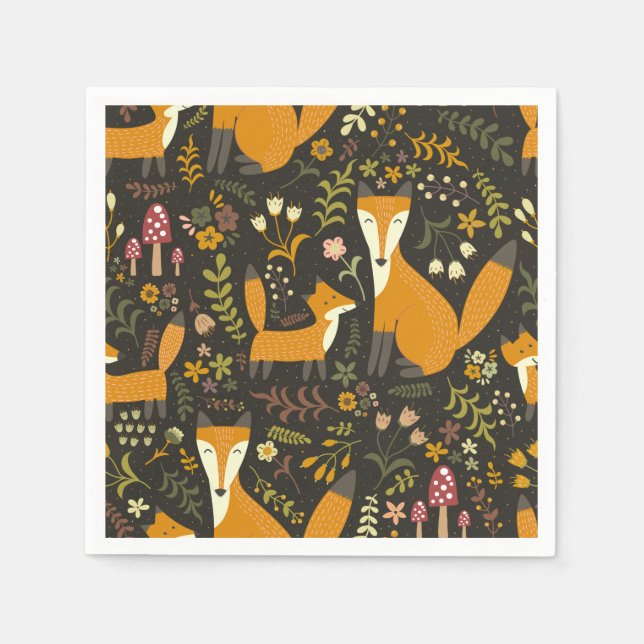 Serviette En Papier Motif migre Woodland Fox (Devant)