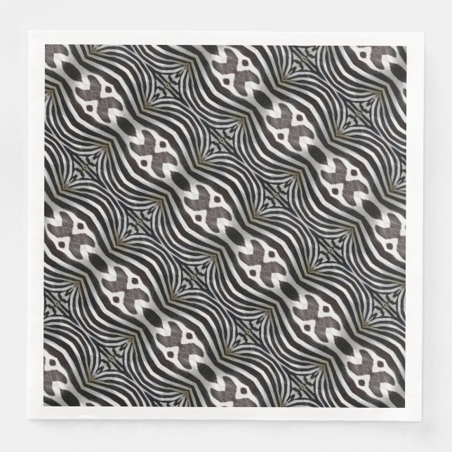 Serviette En Papier Motif miroir Zebra Stripes noir et blanc (Devant)