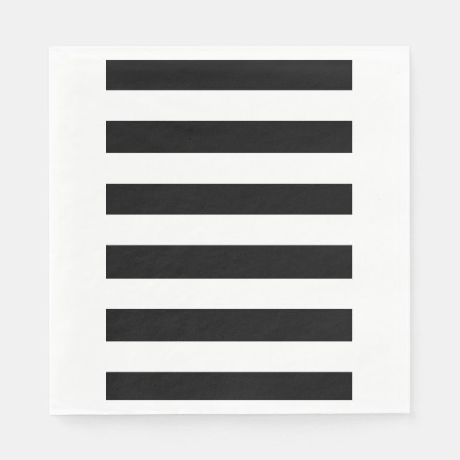 Serviette En Papier Motif moderne Black White Stripes (Devant)