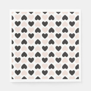 Serviette En Papier Motif moderne Blush Rose Black Love Hearts