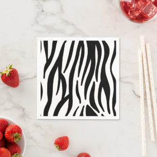 Serviette En Papier Motif moderne de rayures de zèbre noir et blanc