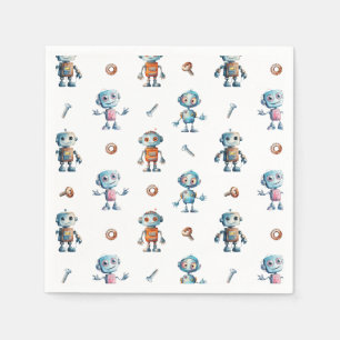 Serviette En Papier Motif moderne de robot mignon aquarelle pour enfan