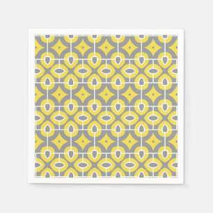 Serviette En Papier Motif moderne tendance gris et blanc Mosaïque